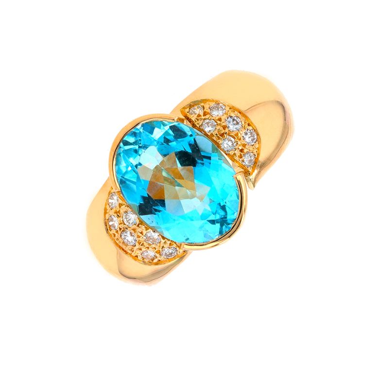 Bague topaze 5.96 carats et diamants 0.21 carat or jaune 12.43g Comme neuf -  reconditionné disponible sur Gemme Les Bijoux